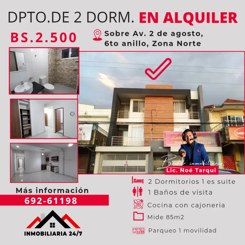 ‼️DEPARTAMENTO EN ALQUILER‼️ZONA NORTE 