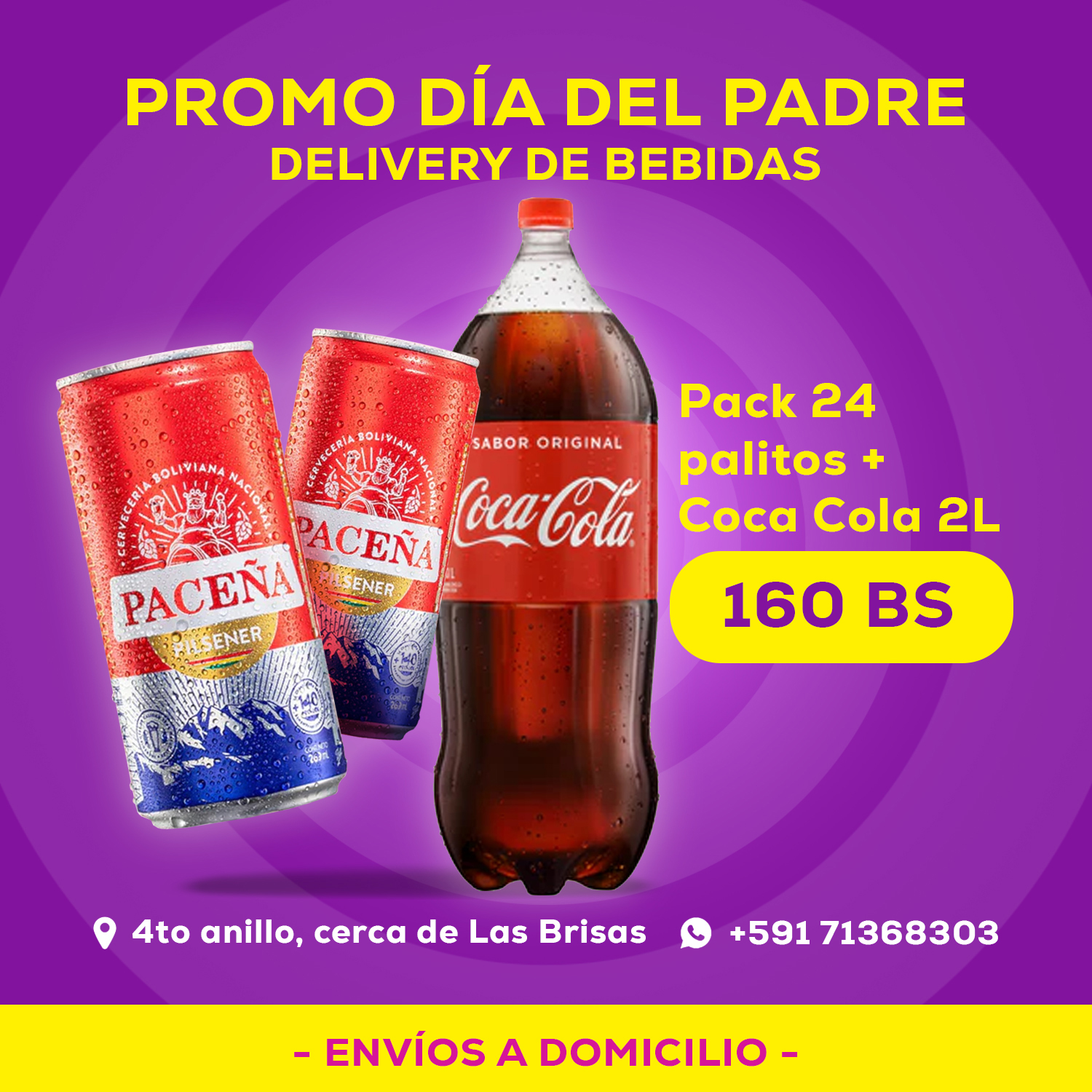 Pack 24 palitos paceña + Coca Cola 2L